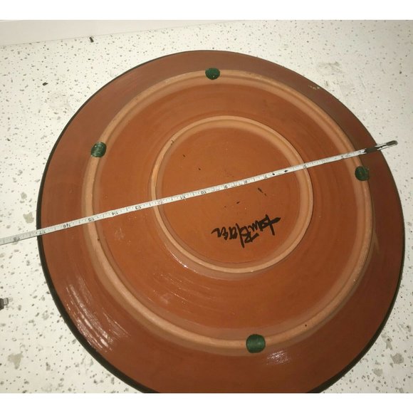 Signed Clay ART PLATTER Abstract Design Geometric 17"Glazed Modern - Picture 9 of 9